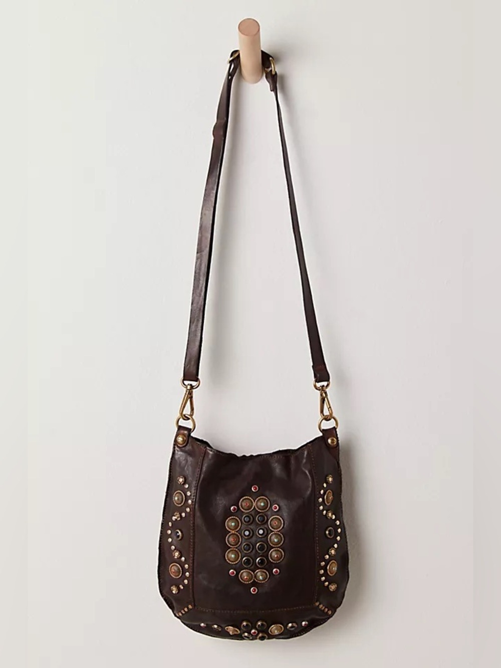 Campomaggi Free People Noor Crossbody Bag Leather Studded Embellished Western